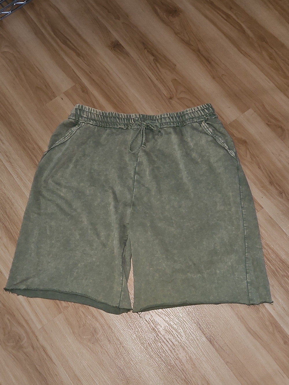 Zenana Outfitters Olive Washed Athletic Drawstring Shorts